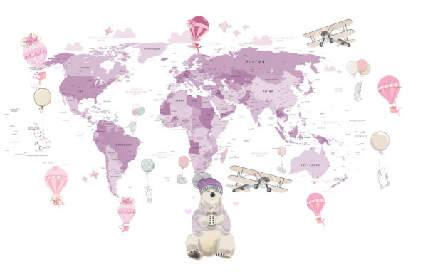 Фотообои Десткая  розовая карта