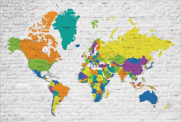 Фотообои Цветная карта мира