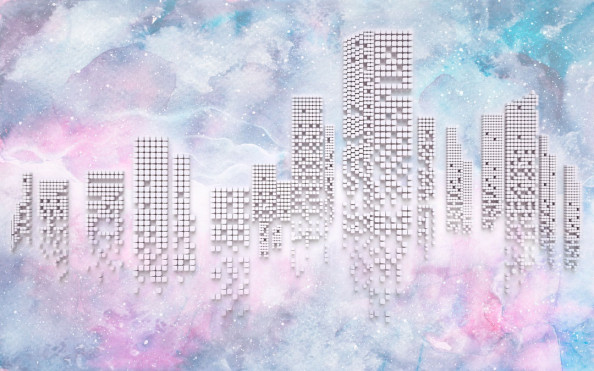 Фотообои Розовые высотки