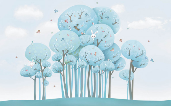 Фотообои голубые деревья