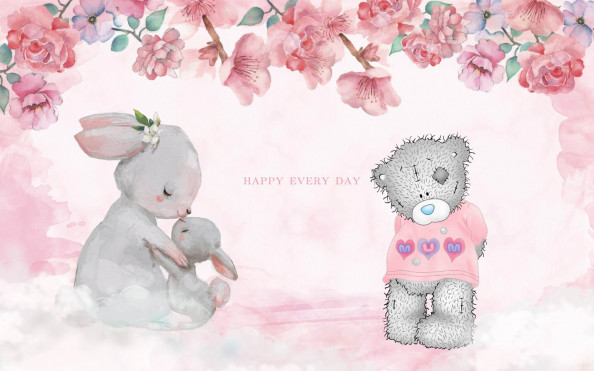 Фотообои зайки и мишка