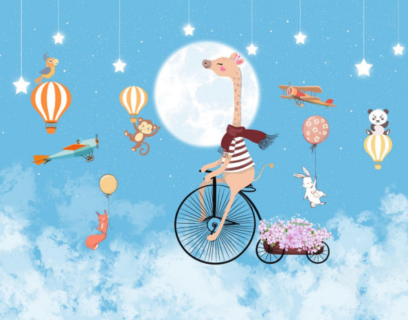 Фотообои  Жираф на велосипеде