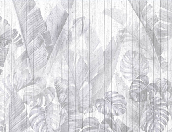 Фотообои серые тропические листья