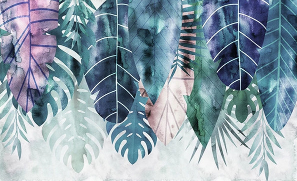 Фотообои Цветные тропические листья