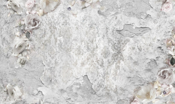 Фотообои Серая стена и цветы