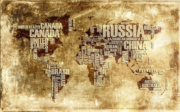 Фотообои Карта Мира из текста