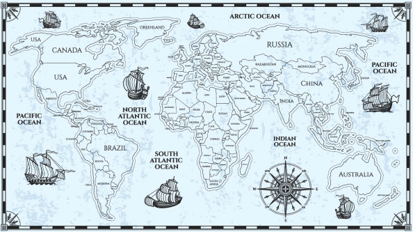 Фотообои векторная карта мира