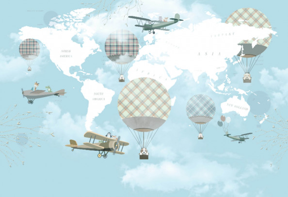 Фотообои детская карта мира