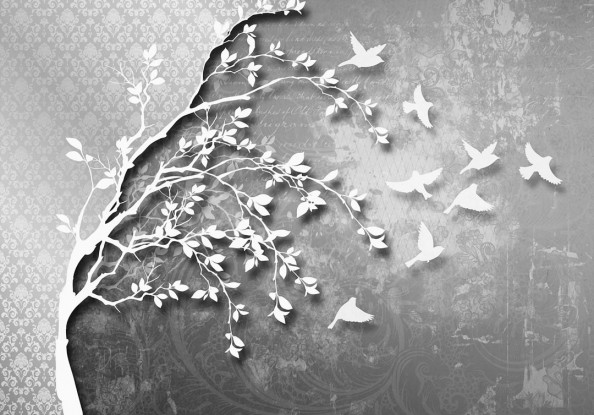 Фотообои Дерево на сером фоне