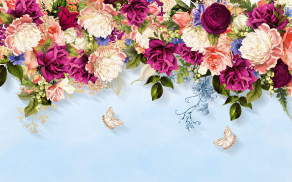 Фотообои Яркие цветы с потолка