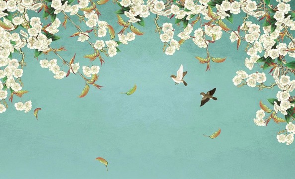 Фотообои Ветка сакуры и птички