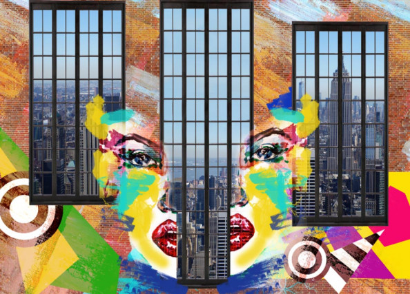 Фотообои  Город в окне