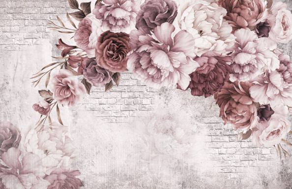 Фотообои Винтажные бордовые пионы