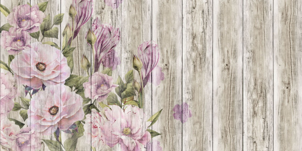 Фотообои Винтажные цветы на досках