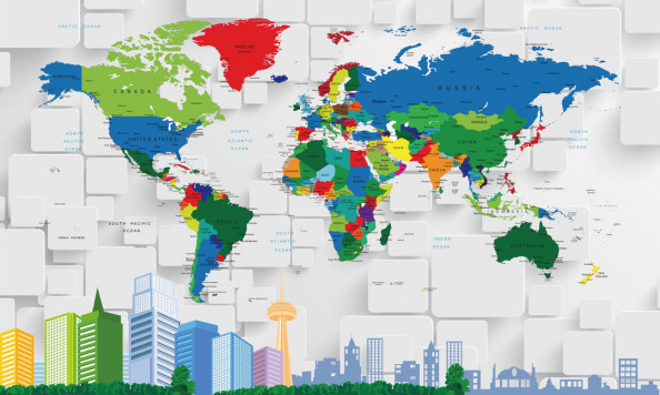 Фотообои Цветная карта мира