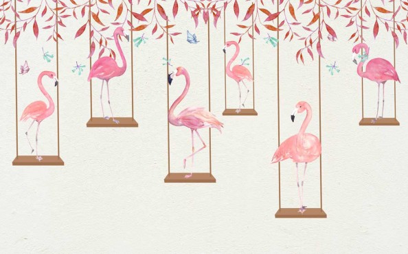 Фотообои Фламинго и качели