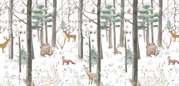 Фотообои Звери в зимнем лесу