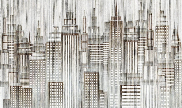 Фотообои Город под текстурой соломки