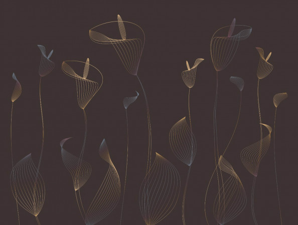 Фотообои золотые бутоны