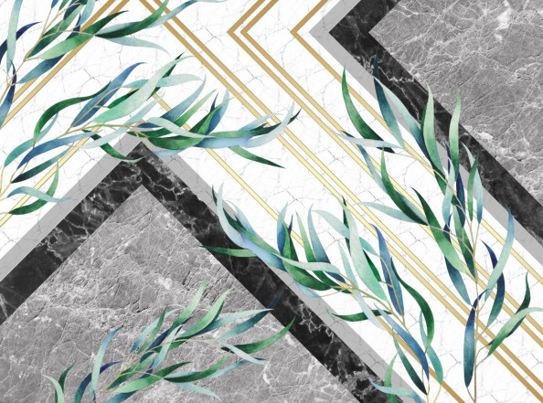 Фотообои листья и геометрия