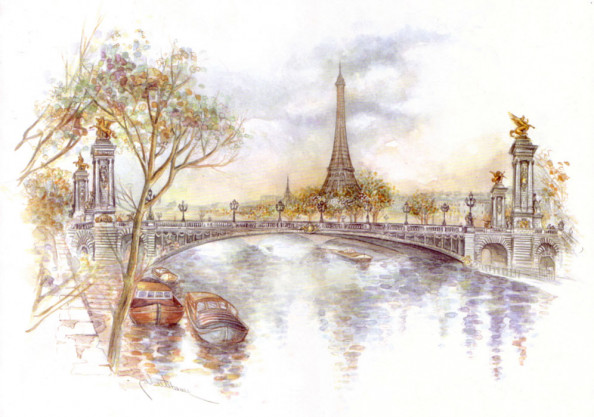 Фотообои Акварельный Париж