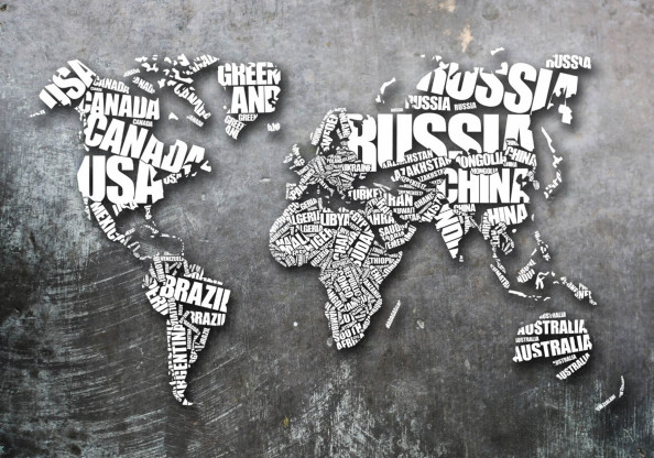 Фотообои карта мира на сером фоне