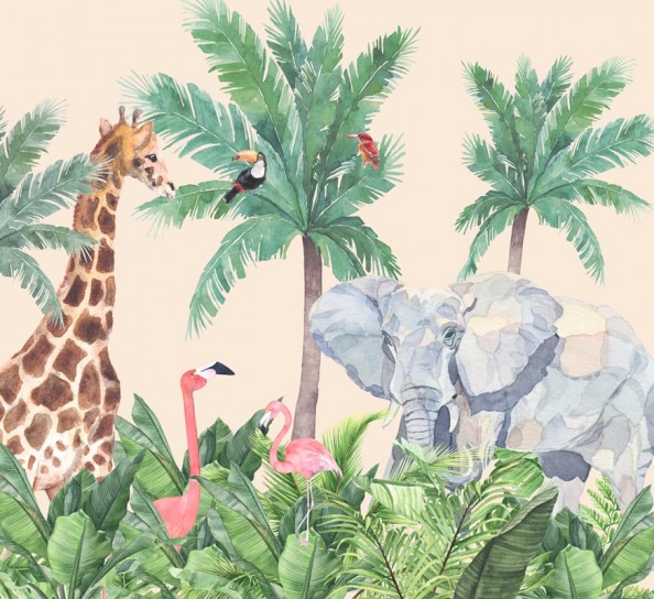 Фотообои Жирафы и птицы