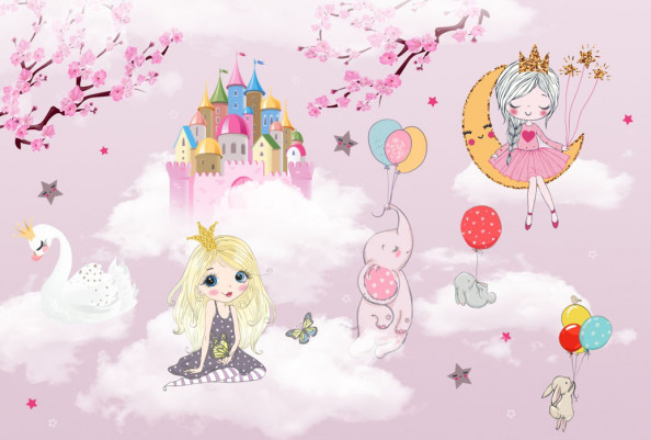 Фотообои  Розовые принцессы для девочки