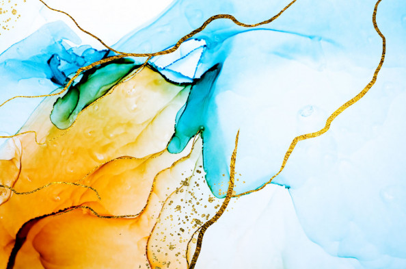 Фотообои  Флюид Арт с желтыми оттенками