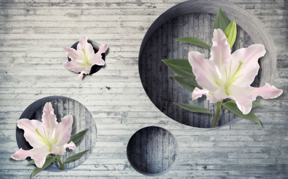 Фотообои 3d стена с цветами