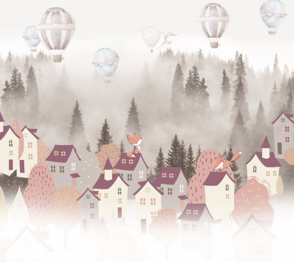 Фотообои  Детские домики в туманном лесу