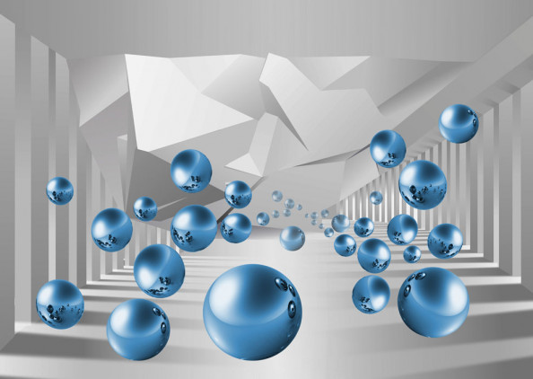 Фотообои Синие 3д шары