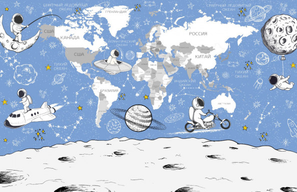Фотообои  Космическая голубая карта 