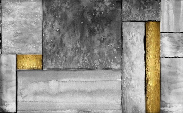 Фотообои Серые и золотые плитки