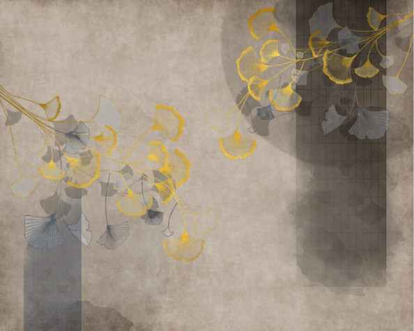 Фотообои Золотые ветки гинкго