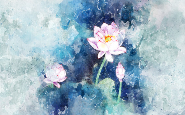 Фотообои Лотос нарисованый маслом