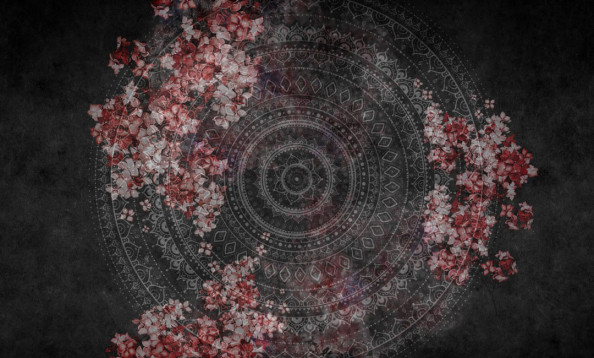 Фотообои Мандала с красными цветами