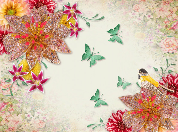 Фотообои Георгины и брошки