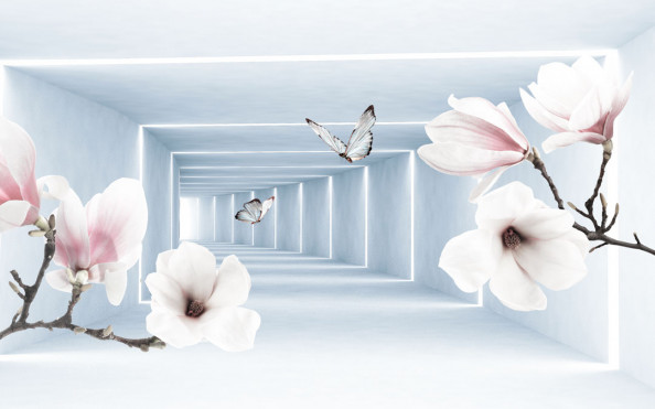 Фотообои 3д коридор с цветами